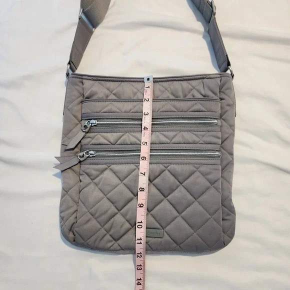 Vera Bradley Crossbody Bag Quilted Triple Zip Gray Shoulder Purse - Picture 4 of 11